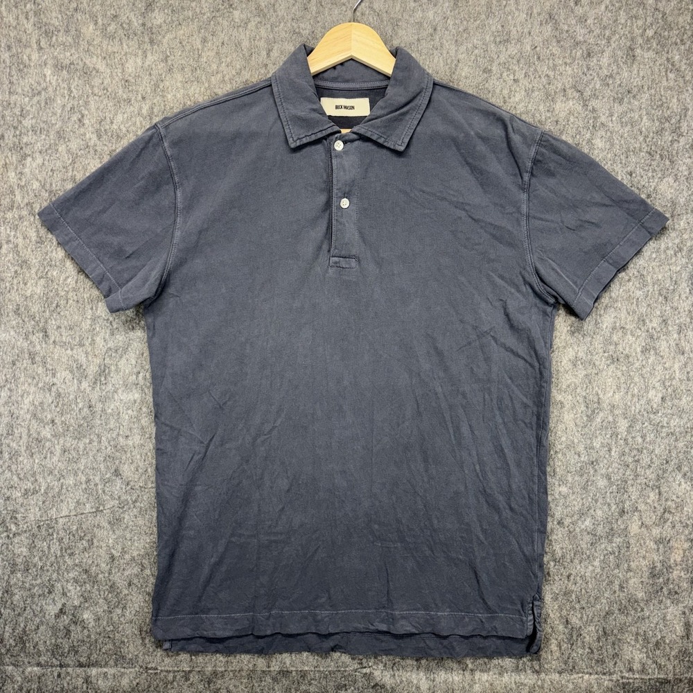 Buck Mason Sueded Cotton Polo Shirt Men's Medium Blue Short Sleeve BM11145